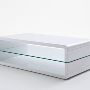 Agatha High Gloss White Coffee Table With Glass Shelf