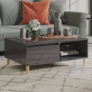 Agron High Gloss Coffee Table With 1 Door In Grey