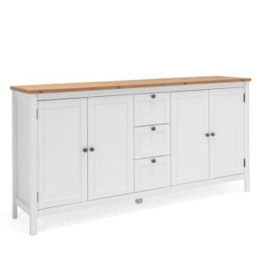 Alder Wooden Sideboard In Artisan Oak And White With 4 Doors