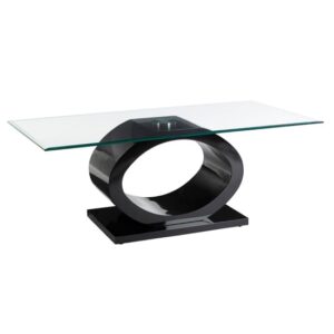Amelia Clear Glass Top Coffee Table With Black High Gloss Base