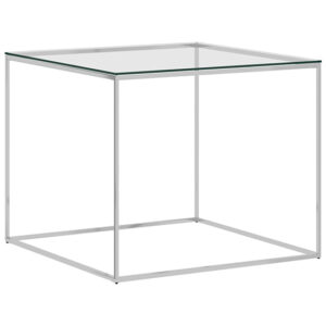 Birger Square Clear Glass Coffee Table With Silver Frame