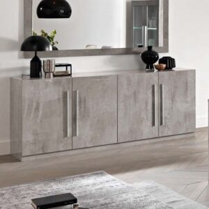 Breta Sideboard Large In Grey Marble Effect High Gloss Lacquer