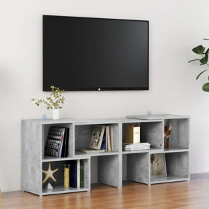 Carillo Wooden TV Stand With Shelves In Concrete Effect
