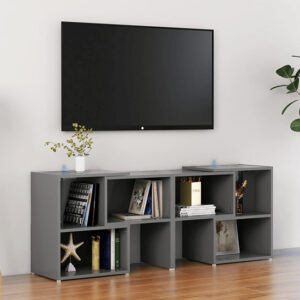 Carillo Wooden TV Stand With Shelves In Grey