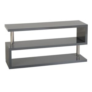 Cayuta TV Stand In Grey Gloss With Chrome Poles