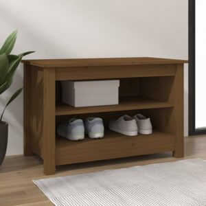 Cedric Solid Pinewood Shoe Storage Bench In Honey Brown