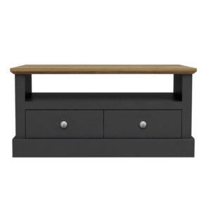 Didcot Coffee Table In Charcoal With 2 Drawers And Shelf