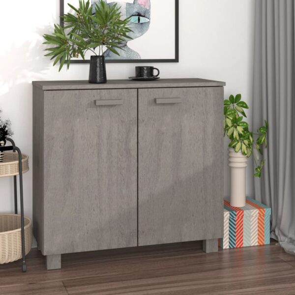 Kathy Solid Pinewood Sideboard With 2 Doors In Light Grey