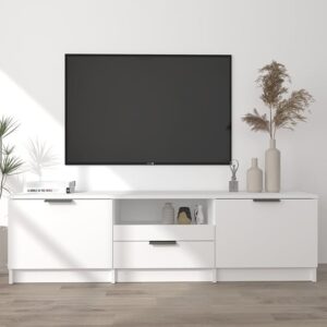 Kenna Wooden TV Stand With 2 Doors 1 Drawer In White