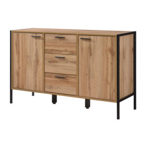Malila Wooden Sideboard In Oak With 2 Doors And 3 Drawers