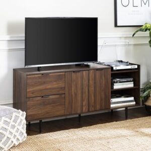 Hailey Wooden TV Stand With 2 Doors 2 Drawers In Dark Walnut