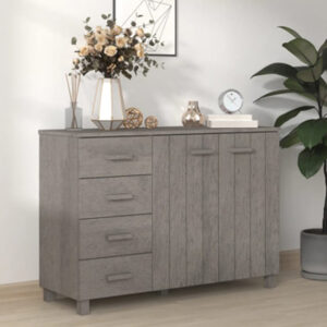 Abril Pinewood Sideboard With 2 Doors 4 Drawers In Light Grey