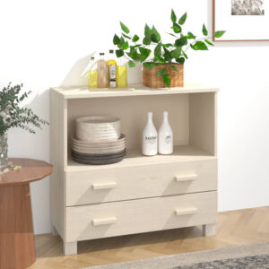 Abril Pinewood Sideboard With 2 Drawers 1 Shelf In Honey Brown