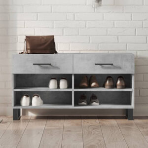 Alivia Shoe Storage Bench With 2 Drawers In Concrete Effect