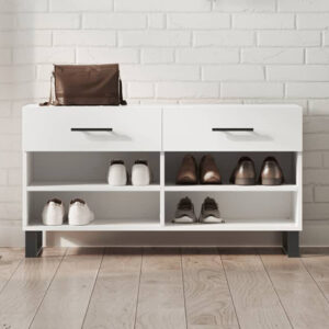 Alivia Wooden Shoe Storage Bench With 2 Drawers In White