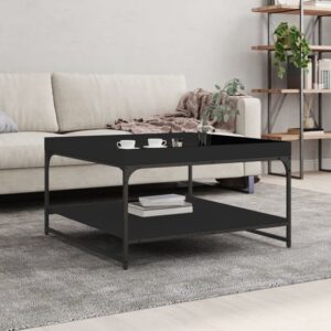 Tacey Wooden Coffee Table In Black With Undershelf
